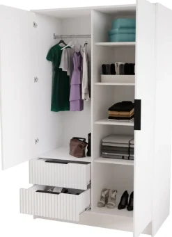 Zestawy Mebli Do Przedpokoju|Szafy Dwudrzwiowe>Arton Biała dwudrzwiowa szafa uchylna 102 cm z półkami NEXUS biały