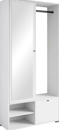 Garderoby>BRATEX Biała garderoba do przedpokoju z lustrem 90 cm DORANO nowoczesna biały