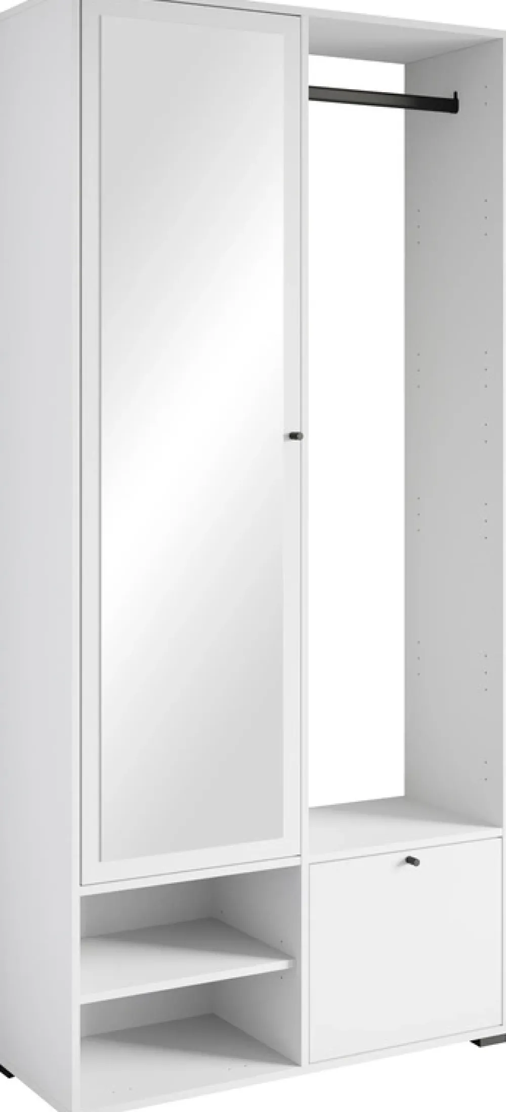 Garderoby>BRATEX Biała garderoba do przedpokoju z lustrem 90 cm DORANO nowoczesna biały