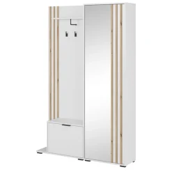 Garderoby|Zestawy Mebli Do Przedpokoju>PIASKI Biała garderoba z lustrem do przedpokoju 130 cm NAVE biały