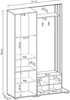 Garderoby|Zestawy Mebli Do Przedpokoju></noscript>PIASKI Biała garderoba z lustrem do przedpokoju 130 cm NAVE biały