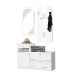 Garderoby>MARIDEX Biała garderoba z lustrem do przedpokoju GENUA