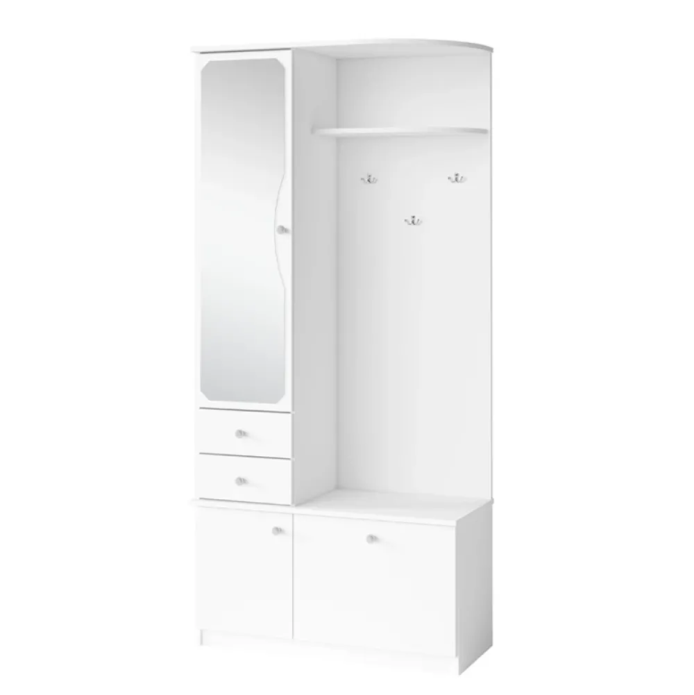 Garderoby|Zestawy Mebli Do Przedpokoju>MARIDEX Biała garderoba z lustrem i wieszakiem 90 cm CARTES