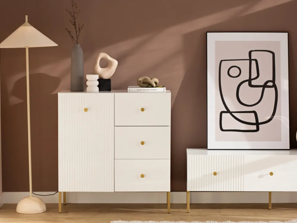 Komody>INTER MEBLE Biała komoda 91 cm do salonu VALTEO z szufladami biały