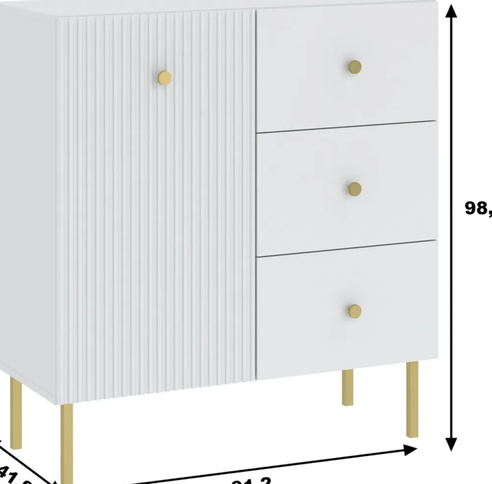 Komody>INTER MEBLE Biała komoda 91 cm do salonu VALTEO z szufladami biały
