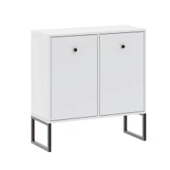 Komody>INTER MEBLE Biała komoda 77 cm do salonu LAMORI z drzwiczkami biały