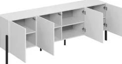 Zestawy Mebli Do Salonu|Komody>Helvetia Biała komoda do salonu 204 cm czterodrzwiowa z półkami biały