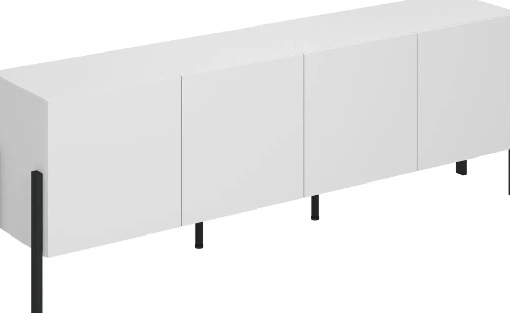 Zestawy Mebli Do Salonu|Komody>Helvetia Biała komoda do salonu 204 cm czterodrzwiowa z półkami biały