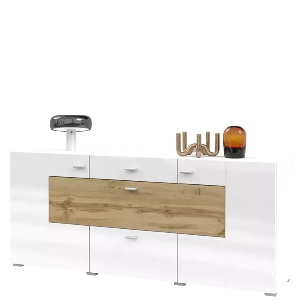 Zestawy Mebli Do Salonu|Komody>Helvetia Biała komoda do salonu z szufladami CAMBODE