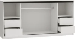 Komody>BROMARKT Biała komoda przesuwna 200 cm z szufladami i drążkiem LOFT biały