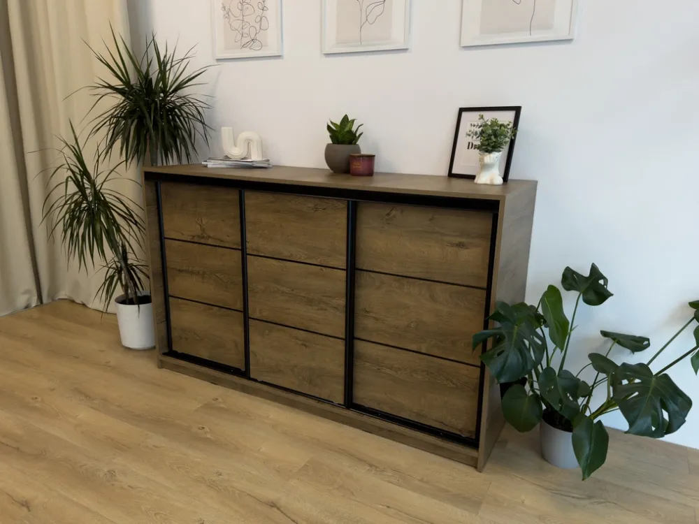 Komody>BROMARKT Biała komoda przesuwna 160 cm z szufladami do sypialni LOFT biały