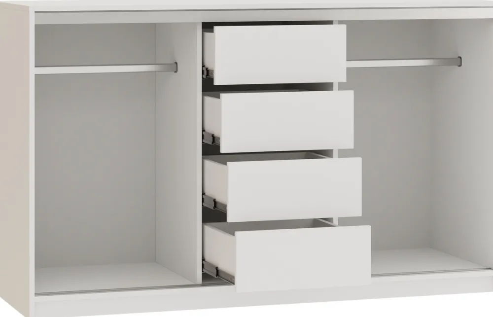 Komody>BROMARKT Biała komoda przesuwna 160 cm z szufladami i drążkami TOP biały