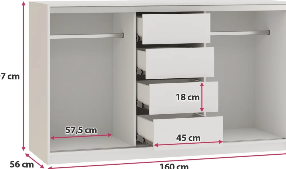 Komody>BROMARKT Biała komoda przesuwna 160 cm z szufladami i drążkami TOP biały