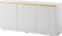 Zestawy Mebli Do Salonu|Komody>PIASKI Biała komoda trzydrzwiowa 154 cm RAVO ryflowany front biały