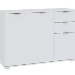 Komody>INTER MEBLE Biała komoda trzydrzwiowa 107 cm do salonu z szufladami ELARO biały