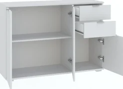 Komody>INTER MEBLE Biała komoda trzydrzwiowa 107 cm do salonu z szufladami ELARO biały