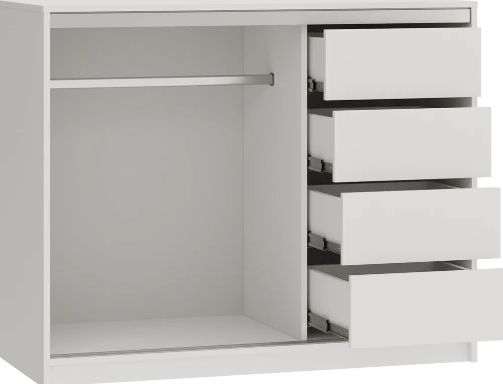Komody>BROMARKT Biała komoda z drzwiami przesuwnymi i drążkiem 120 cm TOP biały