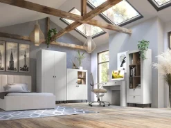 Zestawy Mebli Do Sypialni|Zestawy Mebli Do Salonu></noscript>DOLMAR Biała komoda z kominkiem grzewczym 177 cm MISTY biały