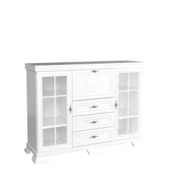 Zestawy Mebli Do Salonu|Komody>GAŁA MEBLE Biała komoda z przeszklonymi frontami KOLONIA sosna andersen