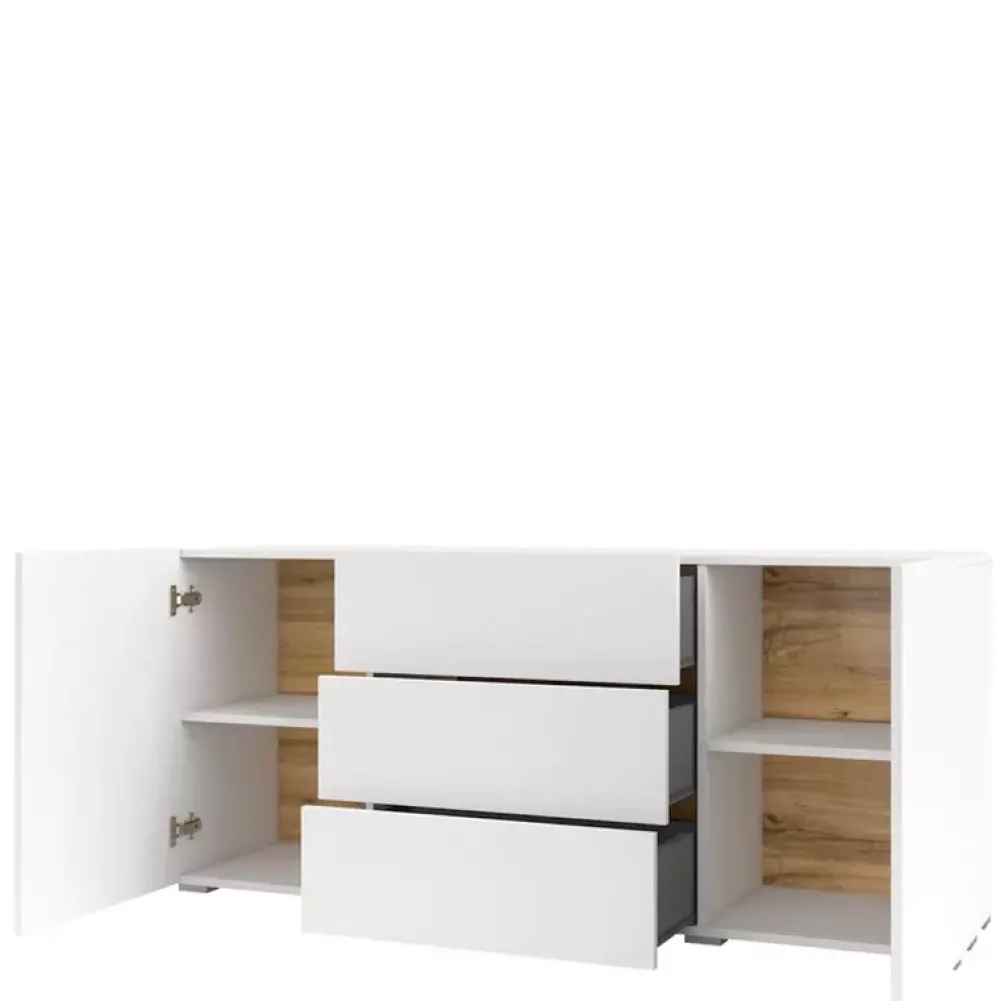 Komody|Zestawy Mebli Do Salonu>Helvetia Biała komoda z szufladami do salonu AVENTELI