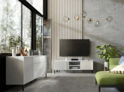 Komody|Zestawy Mebli Do Salonu>JUREK Biała komoda z szufladami do salonu 145 cm MALEZJA biały