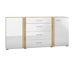 Zestawy Mebli Do Salonu|Komody>ML Meble Biała komoda z szufladami i drzwiami 190 cm ADAGIO cichy domyk