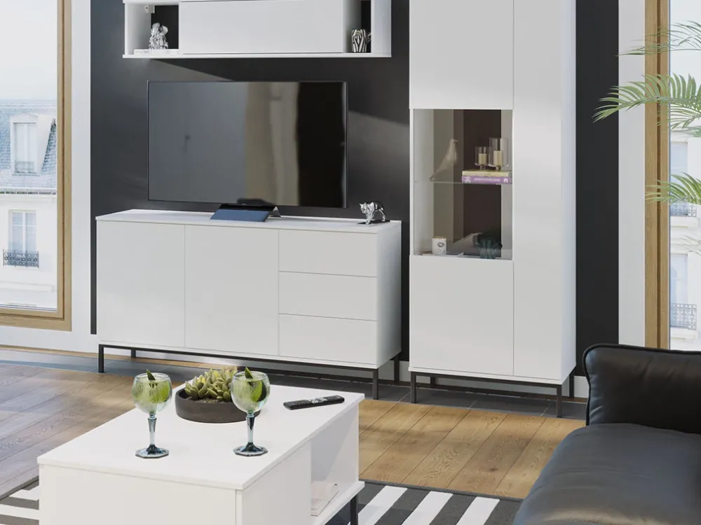 Komody|Zestawy Mebli Do Salonu>GiB Meble Biała Komoda z szufladami QUARTE biały