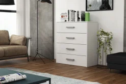 Komody>Meblohand Biała mała komoda nowoczesna z szufladami 75 cm SAVONA