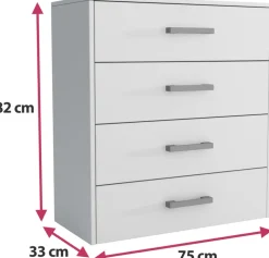 Komody></noscript>Meblohand Biała mała komoda nowoczesna z szufladami 75 cm SAVONA