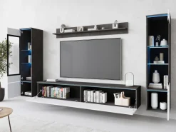 Meblościanki>BRATEX Biała meblościanka do nowoczesnego salonu VELLORE XL połysk