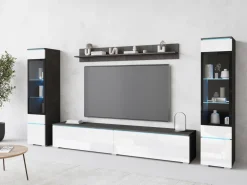 Meblościanki></noscript>BRATEX Biała meblościanka do nowoczesnego salonu VELLORE XL połysk