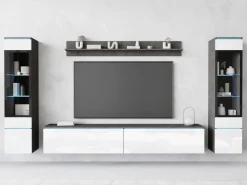 Meblościanki></noscript>BRATEX Biała meblościanka do nowoczesnego salonu VELLORE XL połysk