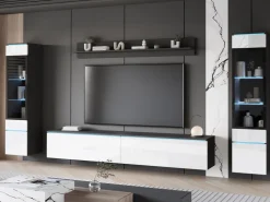 Meblościanki></noscript>BRATEX Biała meblościanka do nowoczesnego salonu VELLORE XL połysk