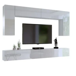 Zestawy Mebli Do Salonu|Meblościanki>BROMARKT Biała meblościanka do salonu 280 cm PREMIUM biały