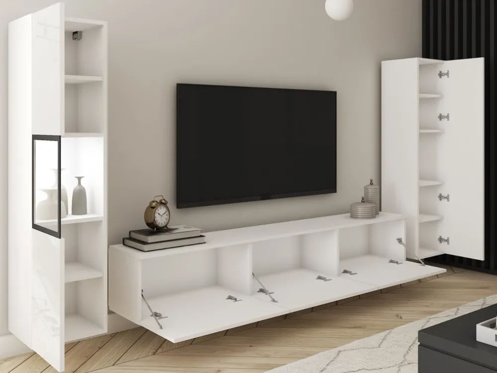 Zestawy Mebli Do Salonu|Meblościanki>BRATEX Biała meblościanka do salonu BRAVIN biały