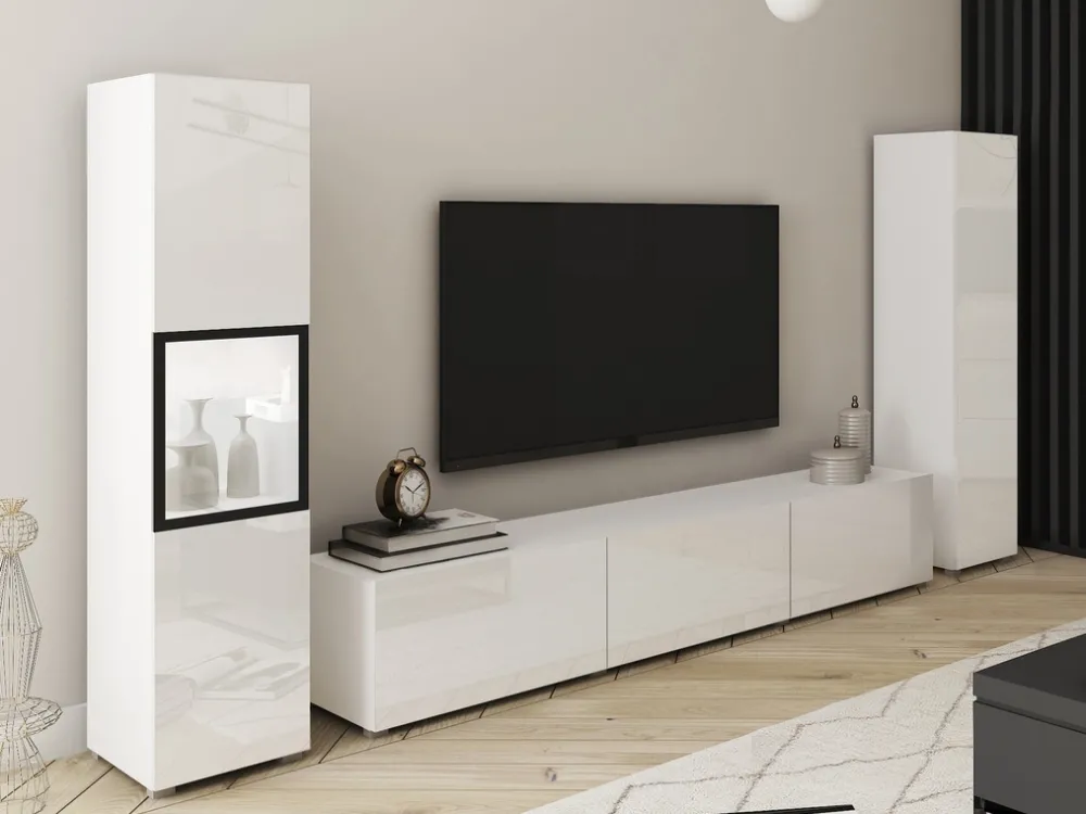 Zestawy Mebli Do Salonu|Meblościanki>BRATEX Biała meblościanka do salonu BRAVIN biały