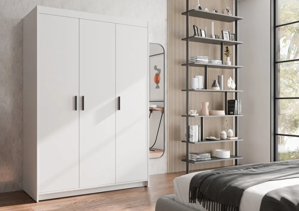 Garderoby|Meble Młodzieżowe>Lempert Biała modułowa szafa trzydrzwiowa KUBA biały