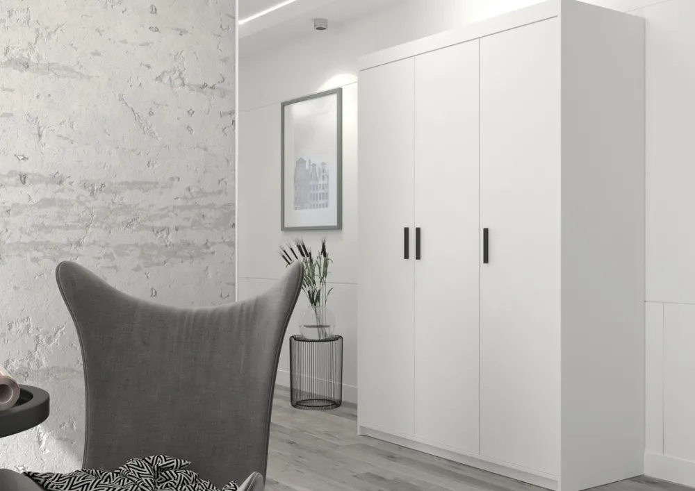 Garderoby|Meble Młodzieżowe>Lempert Biała modułowa szafa trzydrzwiowa KUBA biały