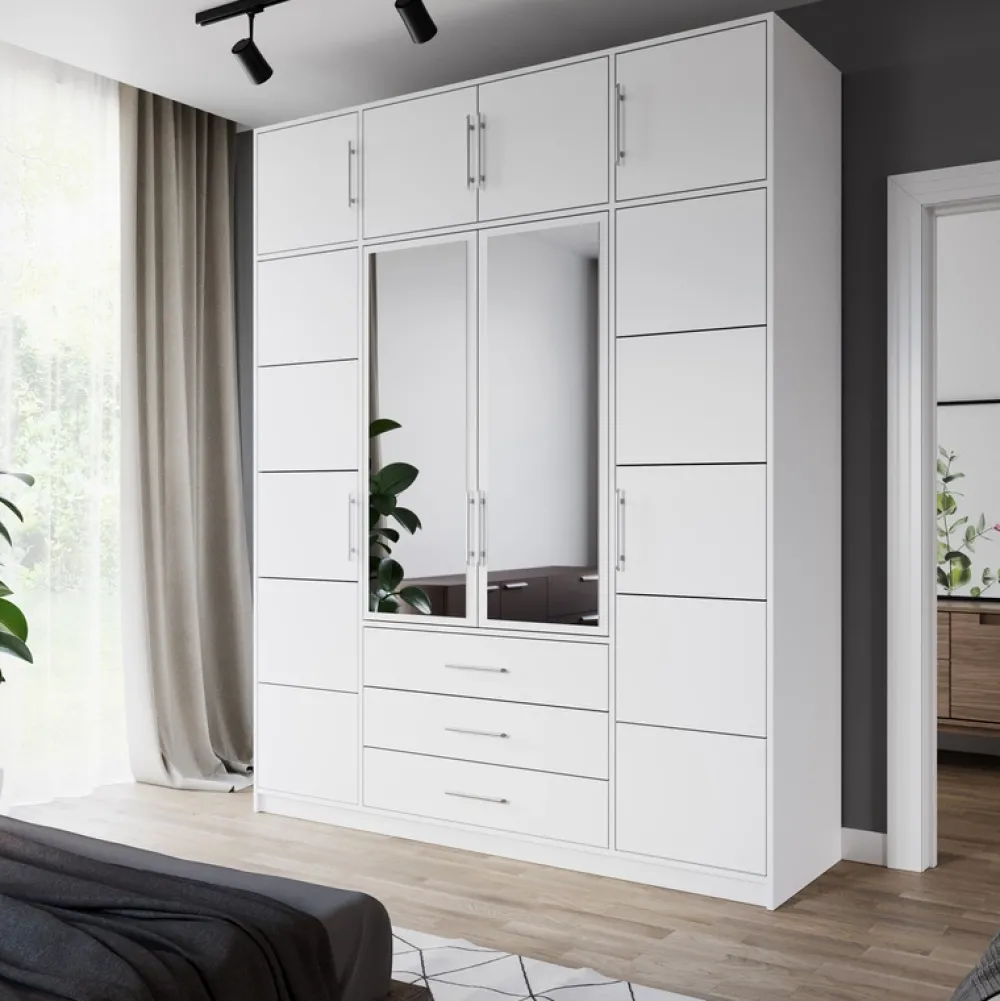 Pozostałe|Akcesoria Do Szaf>Stolar Biała nadstawka czterodrzwiowa do szafy 196 cm BILL biały