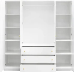 Meble Dla Dzieci|Zestawy Mebli Do Przedpokoju>Stolar Biała nowoczesna czterodrzwiowa szafa z lustrem 196 cm SELMA biały