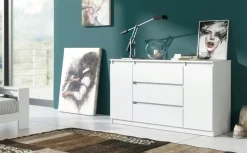 Komody>Meblohand Biała nowoczesna komoda 140 cm z szufladami do salonu AMPARO biały