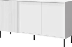 Zestawy Mebli Do Salonu|Komody>JUREK Biała nowoczesna komoda do salonu z lamelami 145 cm MALEZJA biały