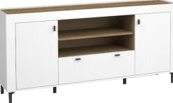 Zestawy Mebli Do Sypialni|Zestawy Mebli Do Salonu>DOLMAR Biała nowoczesna komoda z drzwiami i szufladą 177 cm MISTY biały