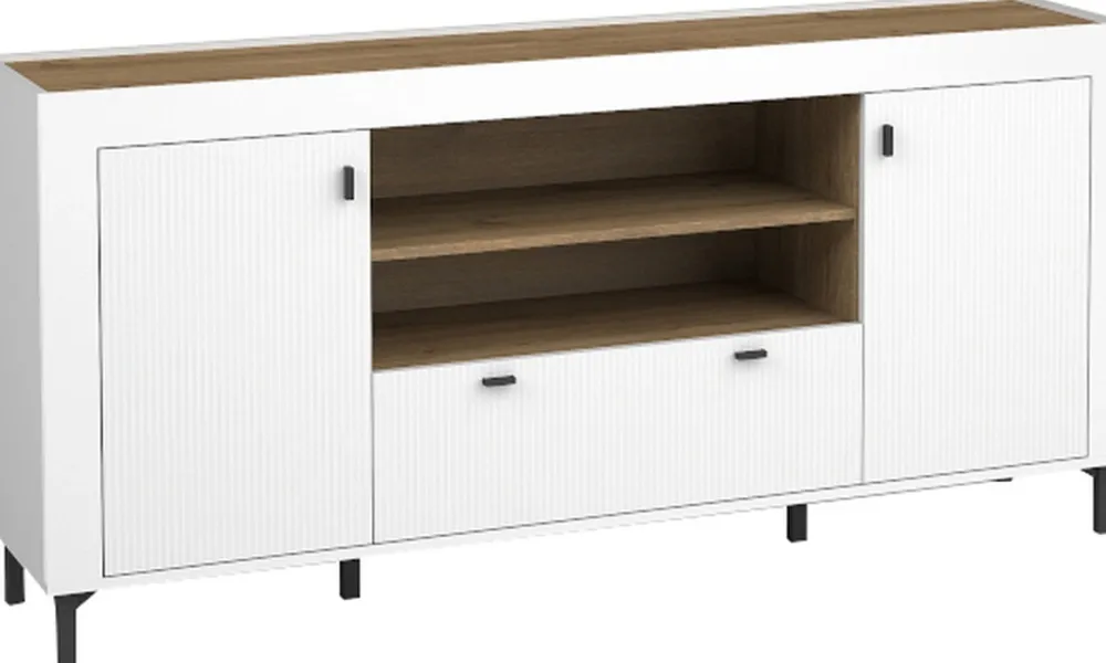 Zestawy Mebli Do Sypialni|Zestawy Mebli Do Salonu>DOLMAR Biała nowoczesna komoda z drzwiami i szufladą 177 cm MISTY biały