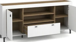 Zestawy Mebli Do Sypialni|Zestawy Mebli Do Salonu>DOLMAR Biała nowoczesna komoda z drzwiami i szufladą 177 cm MISTY biały