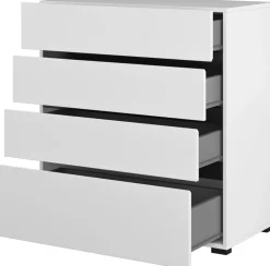 Zestawy Mebli Do Sypialni|Komody>Helvetia Biała nowoczesna komoda z szufladami 80 cm CROSS biały