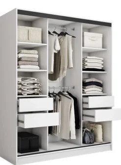 Zestawy Mebli Do Przedpokoju|Szafy Trzydrzwiowe>BROMARKT Biała nowoczesna szafa przesuwna z lustrem 150 cm EDGE biały