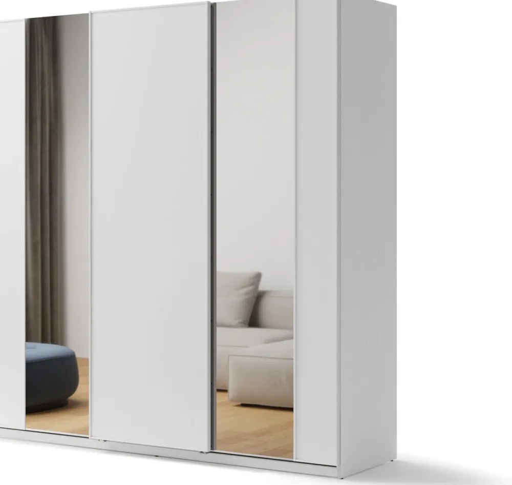 Zestawy Mebli Do Przedpokoju|Szafy Trzydrzwiowe>lenart. Biała nowoczesna szafa przesuwna z lustrem 220 cm z półkami MAXI