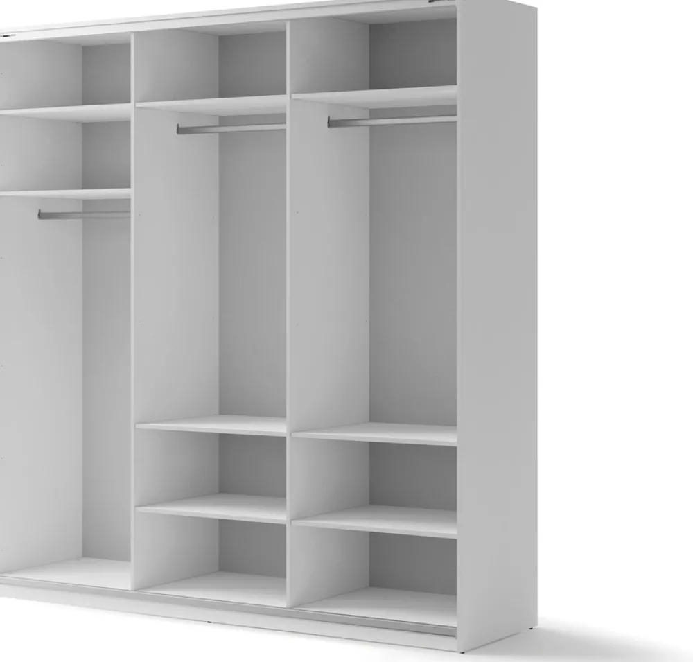 Zestawy Mebli Do Przedpokoju|Szafy Trzydrzwiowe>lenart. Biała nowoczesna szafa przesuwna z lustrem 220 cm z półkami MAXI