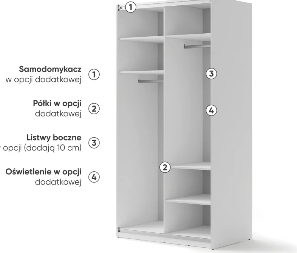 Zestawy Mebli Do Przedpokoju|Szafy Dwudrzwiowe>lenart. Biała nowoczesna szafa przesuwna z lustrem 120 cm MAXI